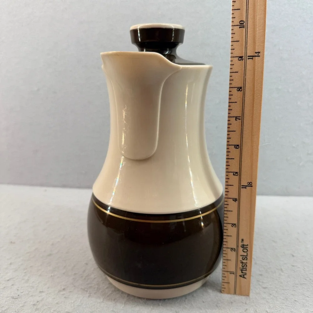 Vintage Thermos No 570 Ingried Coffee Carafe West Germany Cream Brown MCM 10in